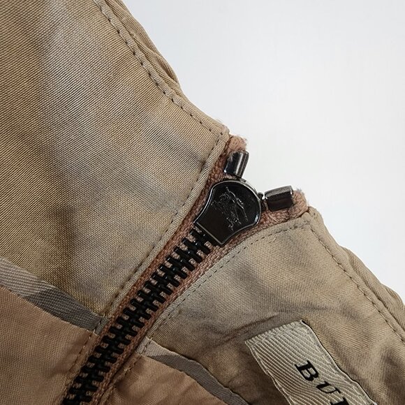 Burberry Gold Strapless Dress Size 4 Back Zip Solid Wrap Front - Picture 9 of 10